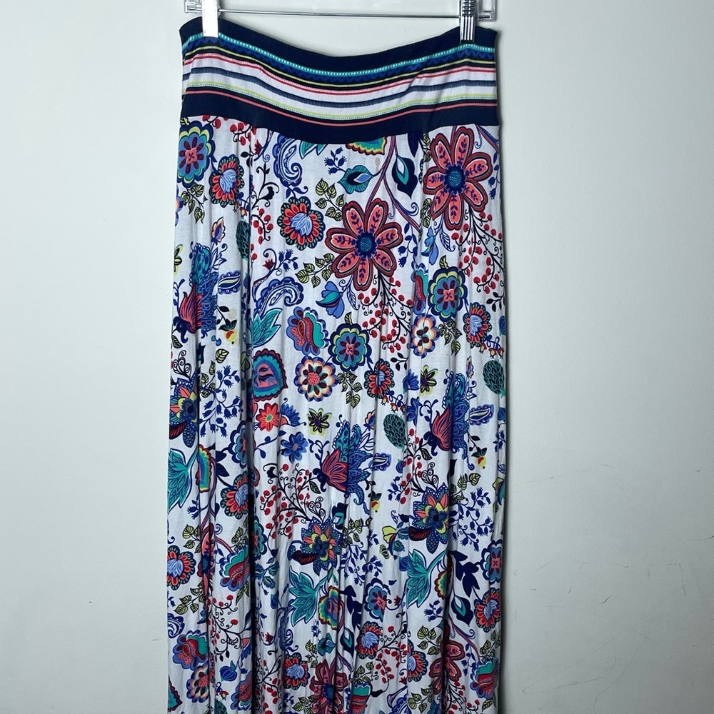 Milly Vintage Artsy Neon Multicolored Floral Nature Skirt Size L - Picture 8 of 8